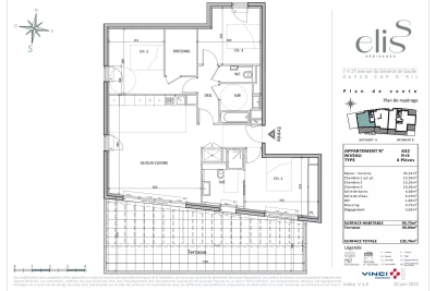 Apartment for sale in CAP-D'AIL  - 4 rooms - 93 m&sup2; 